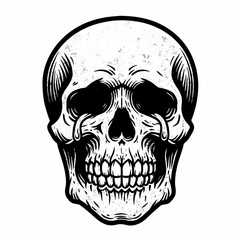 Fototapeta premium Sorrowful skull weeps in stark black ink