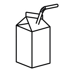 Simple outline drawing of a milk carton with a straw for drinking