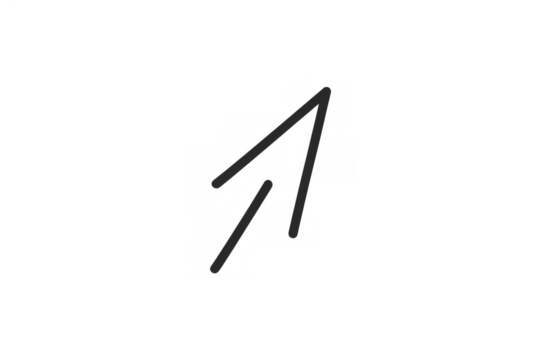 Hand drawing arrow pointing up and right, doodle sketch for direction, movement, success, growth concepts