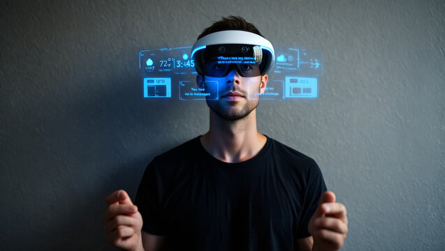 Man wearing a virtual reality headset