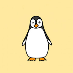 Naklejka premium Cartoon penguin is standing on its hind legs