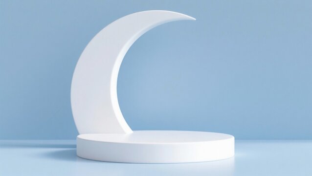 Curved Moon Shape on Minimalist Pedestal stage podium