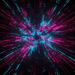 Obraz premium Energetic Pink Cyan Light Burst