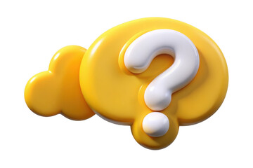 3d yellow question mark icon, symbol of curiosity, inquiry, and problem solving, high resolution png image isolated on transparent background
