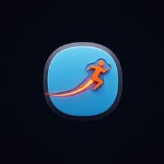 Fototapeta premium Fast runner icon with glowing energy trail