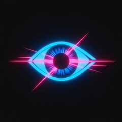 Glowing Neon Eye with Pink Rays