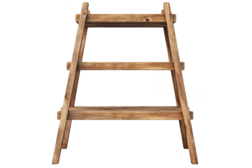 Rustic wooden ladder illustration, vintage style ladder, decorative ladder, woodworking project, interior design element, isolated on transparent background