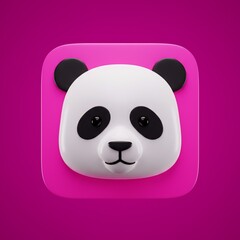 Obraz premium Cute 3D Panda Icon on Vibrant Pink