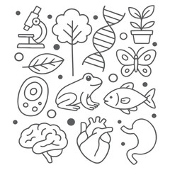 Biology and Science Elements Illustration for Education and Research.