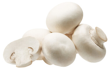 Group of white button mushrooms isolated