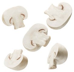 Sliced white button mushrooms isolated