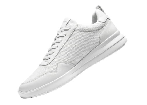 White sneaker isolated on transparent background, side view