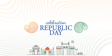 Background Vector illustration of Happy Republic Day Sale social media feed template