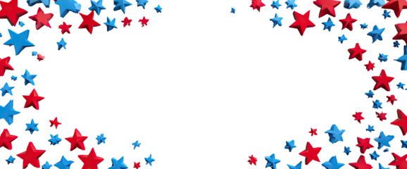 Red and blue stars frame a black void with a patriotic feel