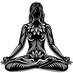 yoga woman in the lotus position vector art illustration