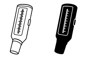 Peak Flow Meter Vector Illustration, Outline and Silhouette Versions