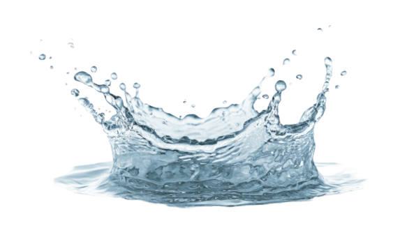 Dynamic water splash crown shape frozen in mid-air