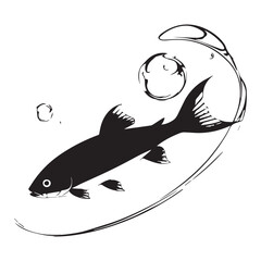 a black fish vector silhouettes isolated on white background 