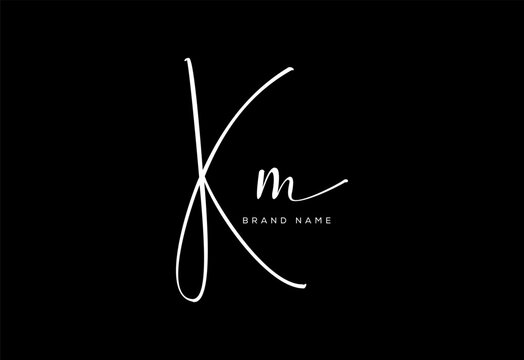 KM letter beauty cursive handwriting logo. vector logo| abstract logo| minimalist logo| brand identity| calligraphy design.