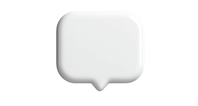 Blank white speech bubble with a subtle glossy sheen and a slight shadow