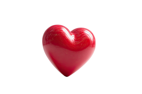 Shiny red heart shape on black background with subtle highlights