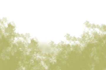 Abstract yellow smoke or gas cloud swirling and dissipating across a dark background isolated on transparent background