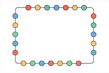Colorful light string frame border decorating a party celebration or festive event background with transparent space
