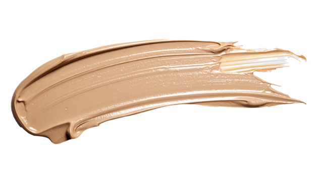 textured abstract beige color paint stroke isolated on transparent background, png