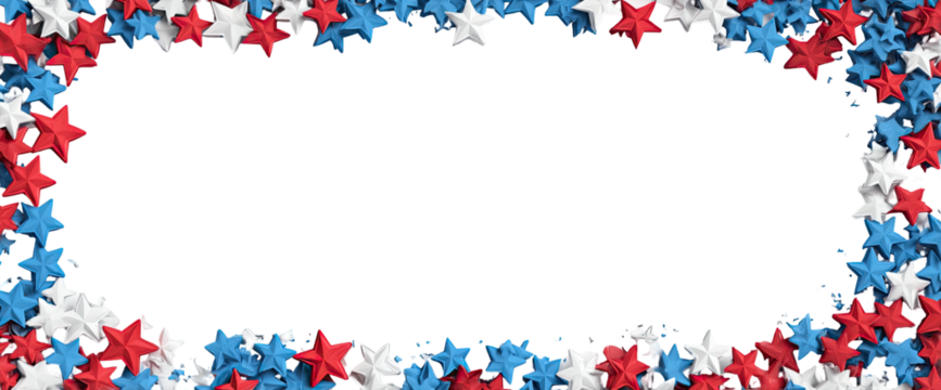 Red, white, and blue stars form an oval border around a black void