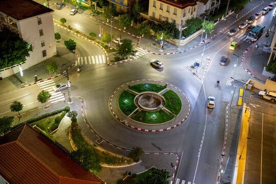 Roundabout on a central street in Annaba, Algeria