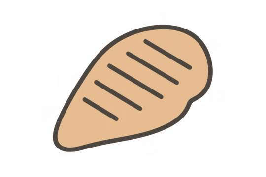 Grilled chicken fillet icon representing healthy food, barbecue, and cooking meal preparation on transparent background