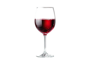 A single glass filled with deep red wine, isolated on black