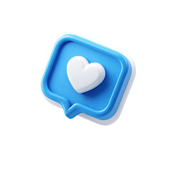 3D rendered notification bubble with a white heart icon