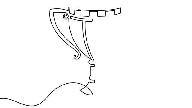Continuous one line art trophy cup animation video simple minimal style