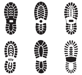 Shoe Print Vector Set – Footprint Silhouette Icons Collection for Design and Illustration