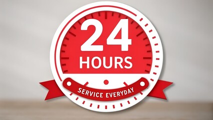 24 hours service everyday sign isolated on white background
