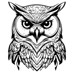 Obraz premium Striking owl illustration with intricate details, perfect for logos or tattoo designs ready to inspire