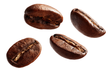 Roasted coffee beans isolated on a black background