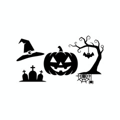 Cute Halloween BOO! Typography Design featuring Ghost, Bats, and Spiderweb Graphic