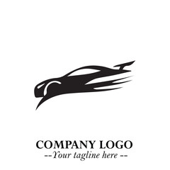 Car Running Fast Logo Symbol in Black on the White Background with Dynamic Speed Design