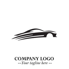 Car Running Fast Logo Symbol in Black on the White Background with Dynamic Speed Design