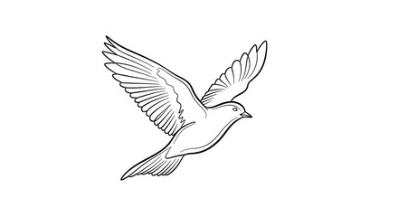 Obraz premium An elegant line drawing of a dove in flight, symbolizing peace and freedom, rendered in a clean, minimalist style