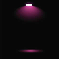 Dramatic Pink Spotlight Illuminating a Dark Stage with Empty Space