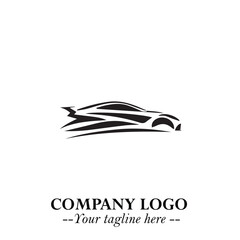 Car Running Fast Logo Symbol in Black on the White Background with Dynamic Speed Design