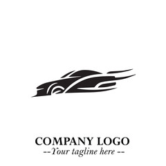 Car Running Fast Logo Symbol in Black on the White Background with Dynamic Speed Design