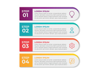 Business infographic design template with 4 options, steps or processes. Can be used for workflow layout, diagram, annual report, web design