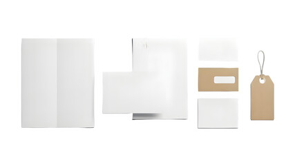 Blank stationery mockup set including letterhead envelope business cards and tag perfect for branding and corporate identity presentation