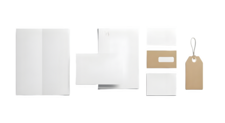 Blank stationery mockup set including letterhead envelope business cards and tag perfect for branding and corporate identity presentation