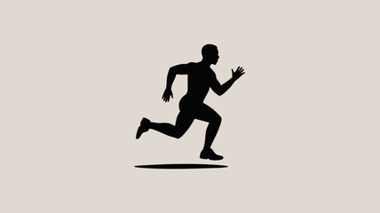 Obraz premium Silhouette of a man running in a dynamic pose, conveying speed and athleticism.