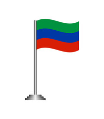 Dagestan Flag Waving on Pole Isolated on Transparent Background